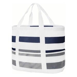 New Large Striped Waterproof Sandproof Beach Bag Pool Tote